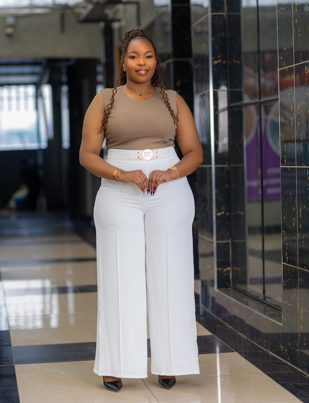 JUNE WHITE PALAZO PANT.