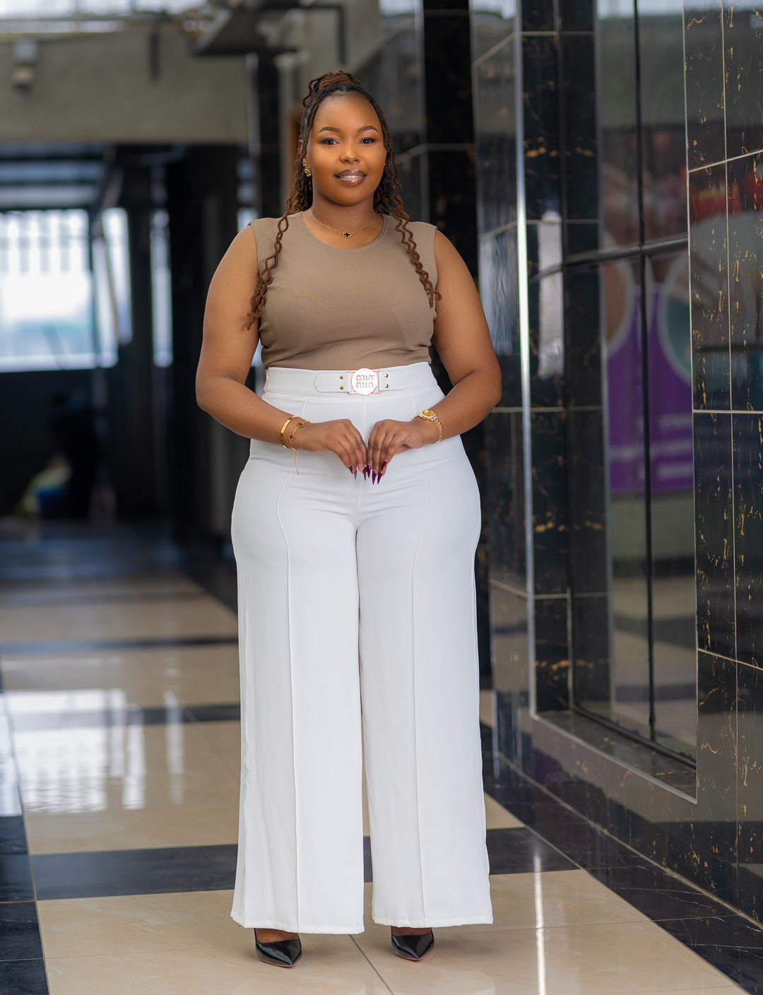 JUNE WHITE PALAZO PANT.