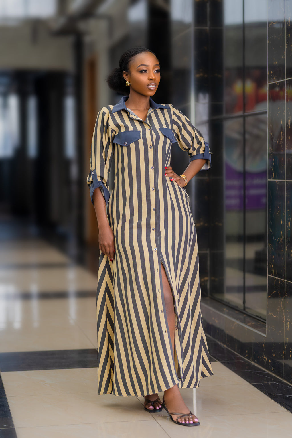 LONG STRIPED MAXI DRESS
