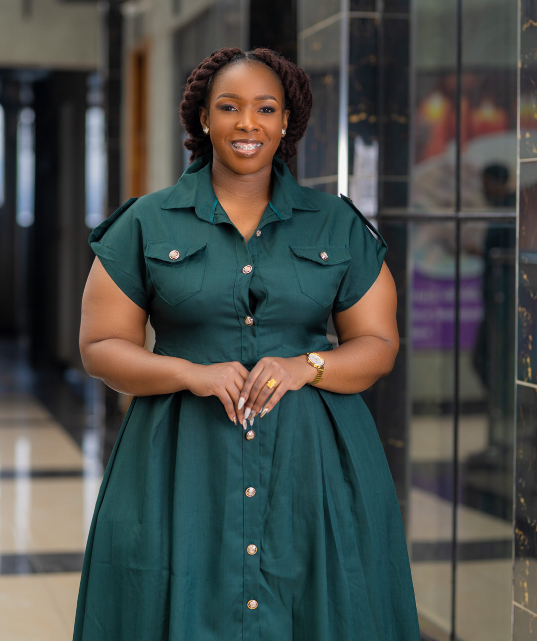 NORMANI GREEN SKATER DRESS