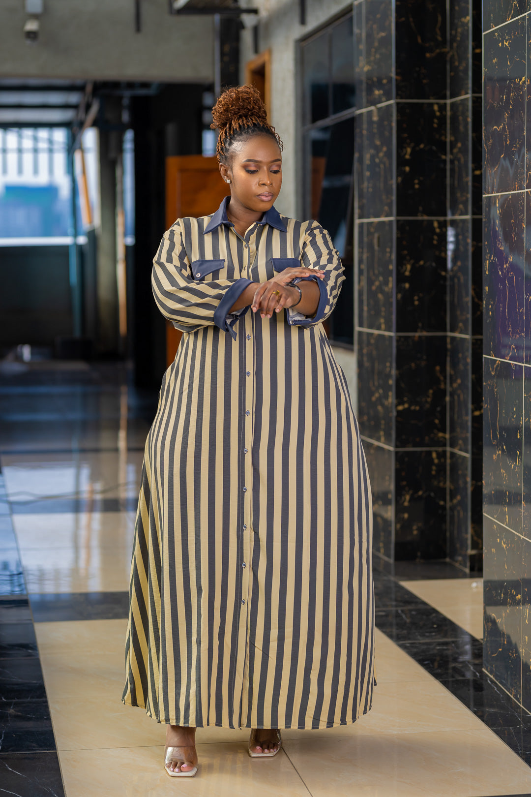 LONG STRIPED MAXI DRESS