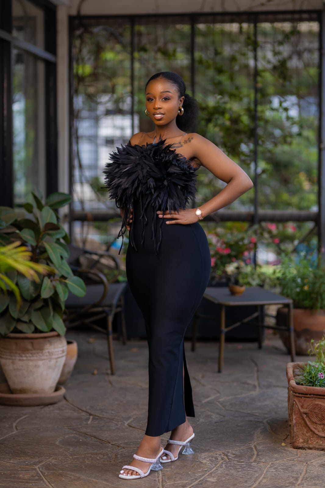 Bloom In Black Bandage Dress