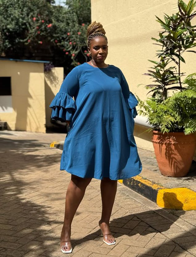 Flounce Sleeve-Shift Dress